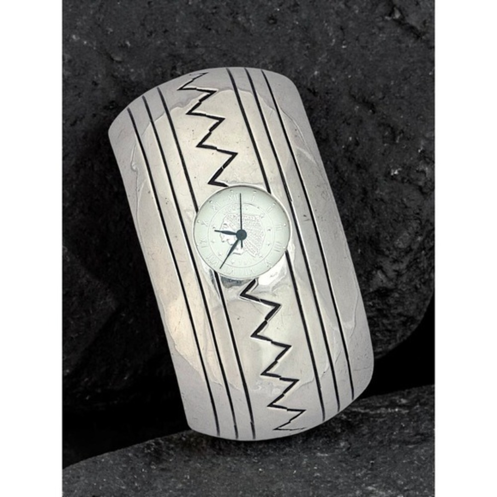 Native American Navajo Sterling Silver Wide Cuff Bracelet Watch Vintage Yazzie